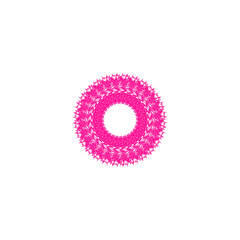 An abstract transparent circular spiral line art pattern design element.