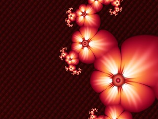 Obraz premium Fractal image with flowers. Template with a place to insert text. Red background fractal illustration with flower. Fractal image. Digital artwork for creative graphic design.