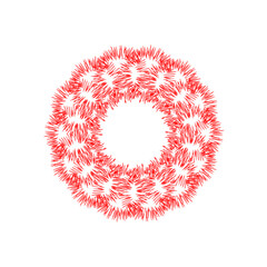 An abstract transparent circular spiral line art pattern design element.