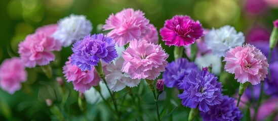 Colorful sweet william flowers blooming in a garden
