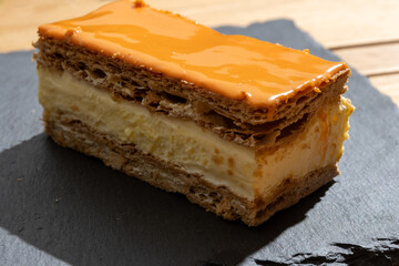 Celebration of the King birthday in Netherlands, tompoes or tompouce, iconic pastry in Netherlands...