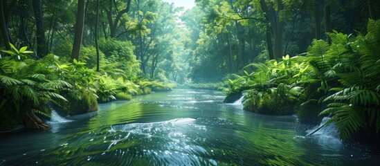 Lush rainforest river