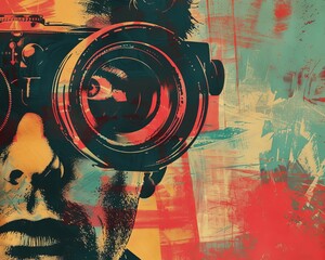 Retro movie poster with bold typography, nostalgic, vibrant colors, vintage style