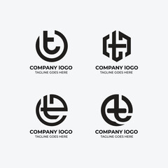 T logo set flat design