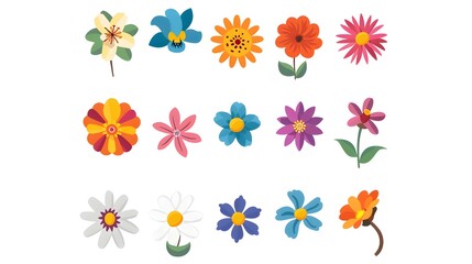small flowers vector icon set, flowers isolated on white background, flowers in simple style
