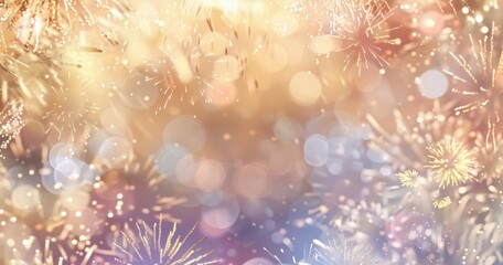 A soft pastel background with bokeh lights and fireworks, creating an enchanting atmosphere Generative AI