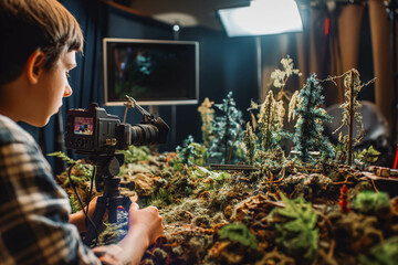 A teenager practicing persistence by re-shooting a stop motion sequence.