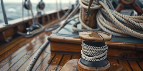 Wooden Boat with Rope