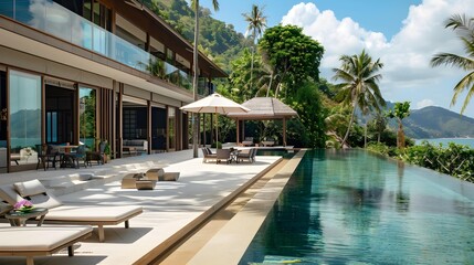 Fototapeta premium Luxury house and resort on the beach for sea views and living