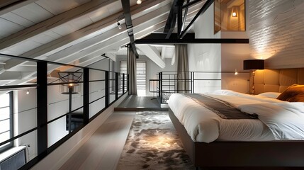 Naklejka premium Loft and modern bedroom design for home - villa - apartment - luxury hotel 