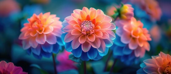 Vibrant dahlias in a summer garden © FryArt