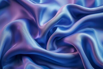 Obraz premium Close-up of luxurious blue and purple silk fabric, showcasing its smooth texture and elegant drapery in soft lighting.