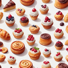 Pastry and Cake Cartoon Design Very Delicious