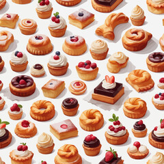 Pastry and Cake Cartoon Design Very Delicious