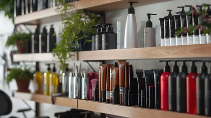 Obraz premium accessories for haircuts are on the shelf in the salon