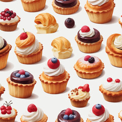 Pastry and Cake Cartoon Design Very Delicious