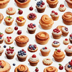 Pastry and Cake Cartoon Design Very Delicious