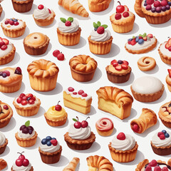 Pastry and Cake Cartoon Design Very Delicious