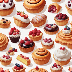 Pastry and Cake Cartoon Design Very Delicious