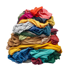 Colorful pile of clothes isolated on transparent background. generative ai