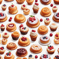 Pastry and Cake Cartoon Design Very Delicious