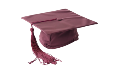Graduation Cap with Maroon Tassel on transparent or white background