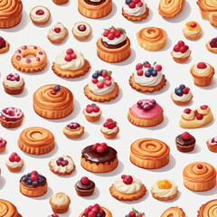 Pastry and Cake Cartoon Design Very Delicious