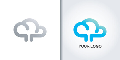 blue cloud logo icon template 