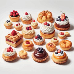 Pastry and Cake Cartoon Design Very Delicious