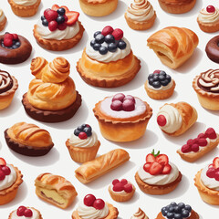 Pastry and Cake Cartoon Design Very Delicious