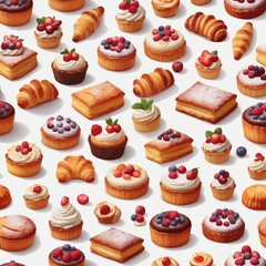 Pastry and Cake Cartoon Design Very Delicious