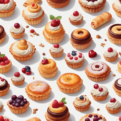 Pastry and Cake Cartoon Design Very Delicious