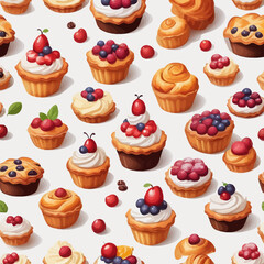 Pastry and Cake Cartoon Design Very Delicious