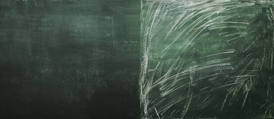Empty green chalkboard with subtle chalk traces for educational concepts. Vintage grunge texture adds nostalgia, ideal for teaching or announcements