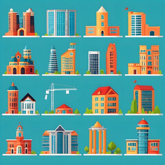 Fototapeta premium set of buildings types, vector ready for design 
