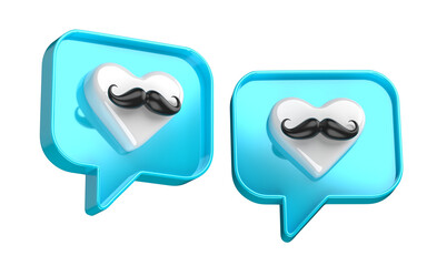 CORAÇÃO COM BIGODE DIA DOS PAIS ELEMENTO 3D