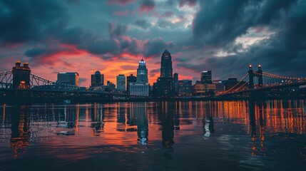 Cincinnati Ohio After Sunset