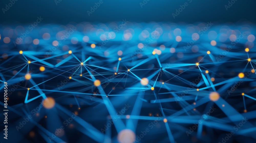 Wall mural detailed visualization of network nodes and connections on a dark blue background symbolizing high-t