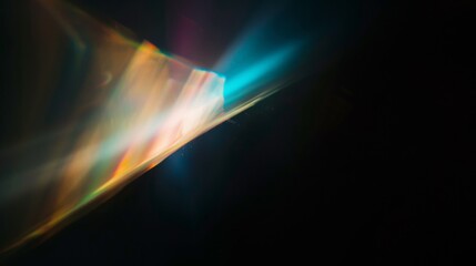 A colorful rainbow is reflected in the dark sky, lens flare effects for overlay designs