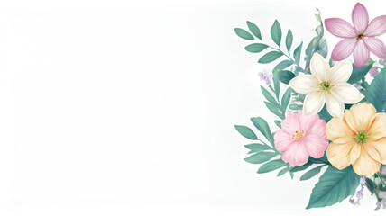A delicate floral PNG border with pastel pink roses and lush green leaves, creating an elegant frame for any design