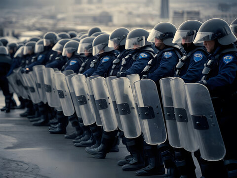 Polic&iacute;as una protesta