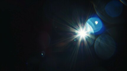 A bright light shining on a dark background, lens flare effects for overlay designs