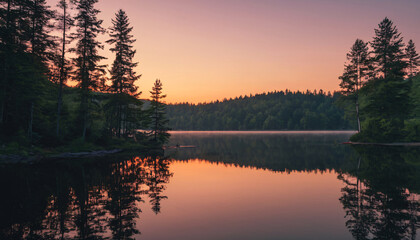 Fototapeta premium sunset on the lake