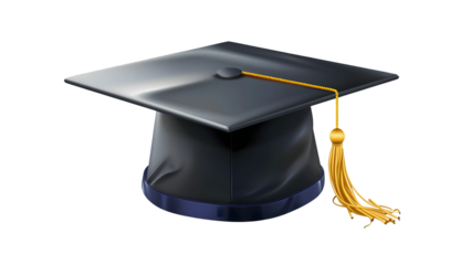 Graduation cap isolated on a transparent background, PNG, Ai