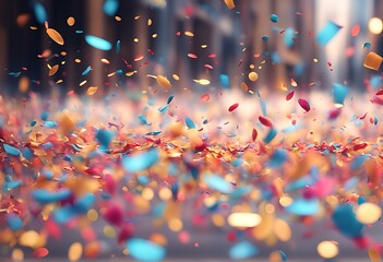 Vibrant Confetti Explosion: Artistic Celebration Scene with Dynamic Colors and Energetic Festive Atmosphere