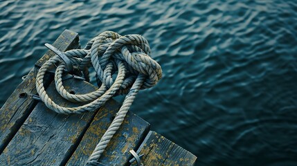 Tangled nautical rope tied to a dock link : Generative AI © The Little Hut