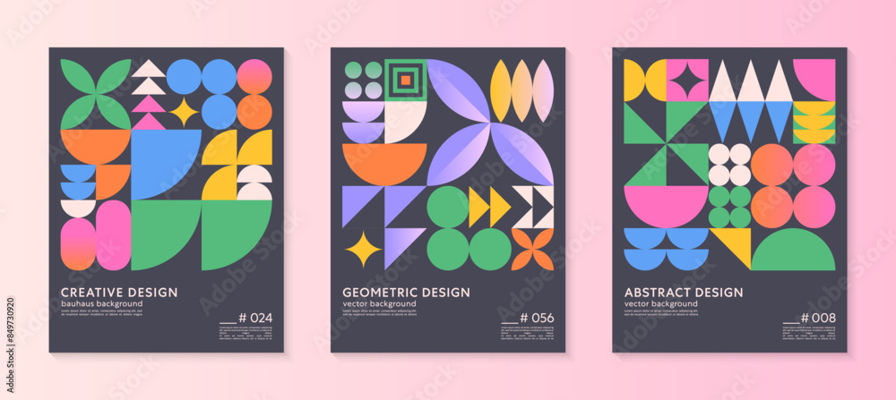 Poster abstract geometric pattern backgrounds with copy space for text.trendy minimalist geometric designs 
