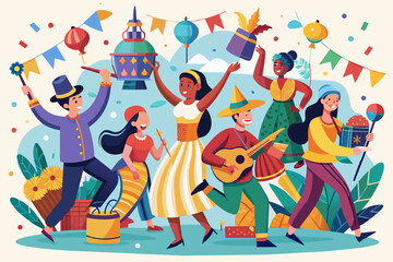 a group of people in mexican costumes, cultural festival celebrating diversity and multiculturalism through music, dance, and cuisine