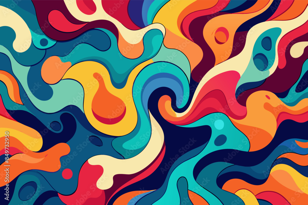 Poster a colorful abstract background with wavy shapes, an abstract pattern with fluid shapes and vibrant c