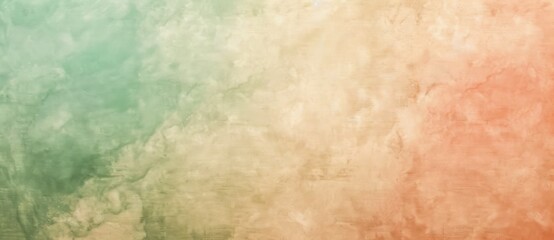 Fototapeta premium Vibrant grunge wall texture transitions smoothly from green to orange, forming a captivating abstract backdrop with space for text